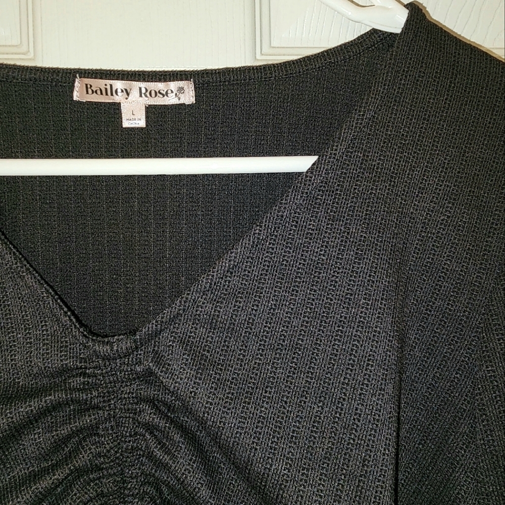 Grey Bandit Black Long Sleeve Runched Top - Picture 3 of 5